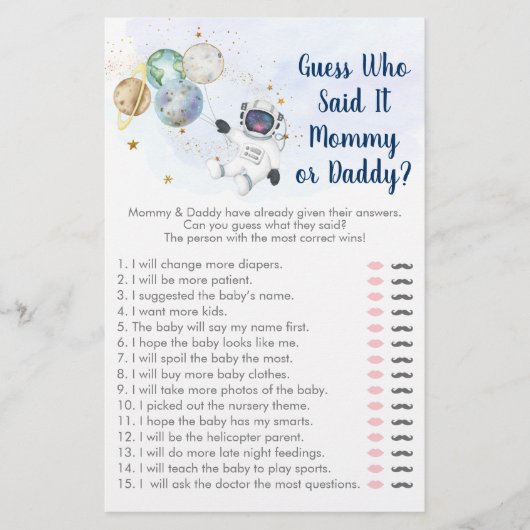 Astronautin Blue Gold Space Rätselraten, wer sagte (Vorderseite)