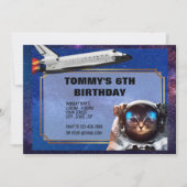 Astronautin Cat Space Einladung (Vorderseite)