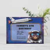 Astronautin Cat Space Einladung (Stehend Vorderseite)