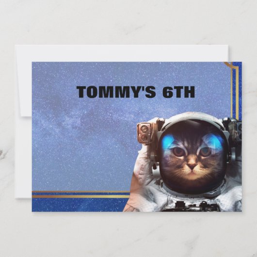 Astronautin Cat Space Einladung (Rückseite)
