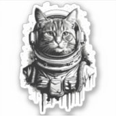 Astronautin Cinett Art Aufkleber (Vorderseite)