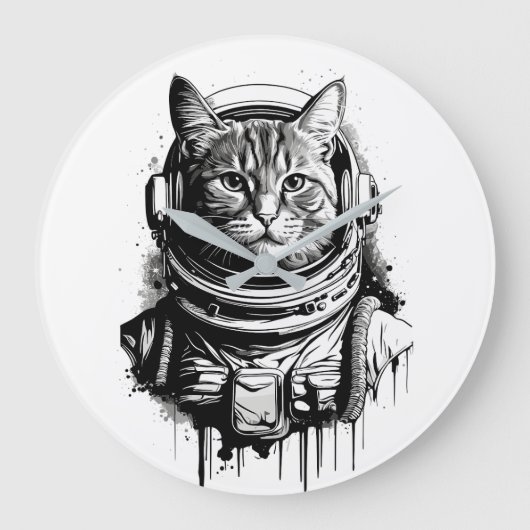 Astronautin Cinett Art Große Wanduhr (Vorderseite)