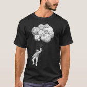 Astronautin, die mit Planetenballons von Hand geze T-Shirt (Vorderseite)