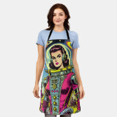 Astronautin Frauen Vintage Sci-Fi-Comic Schürze (Getragen)