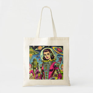Astronautin Frauen Vintage Sci-Fi-Comic Tragetasche