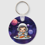 Astronautin frisst Sushi Schlüsselanhänger (Vorderseite)
