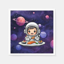 Astronautin frisst Sushi Serviette