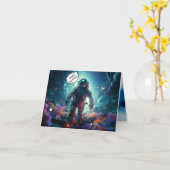 Astronautin Happy Birthday Folded Greeting Card Karte (Gelbe Blume)