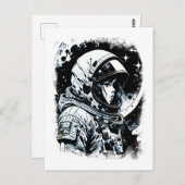 Astronautin im Weltraum Abstrakte Science Fiction Postkarte (Vorne/Hinten)