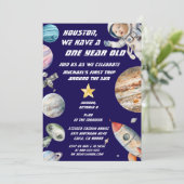 Astronautin im Weltraum Geburtstag im benutzerdefi Einladung (Stehend Vorderseite)