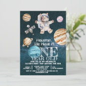 Astronautin im Weltraum Geburtstag im benutzerdefi Einladung (Stehend Vorderseite)