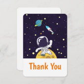 Astronautin im Weltraum Vielen Dank Dankeskarte (Vorne/Hinten)