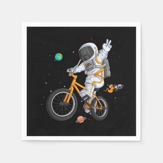 Astronautin im Weltraumfahrer bmx bike auf space o Serviette (Vorderseite)