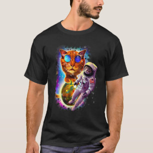 Astronautin Kosmische Katze Weltraum Galaxie Regen T-Shirt