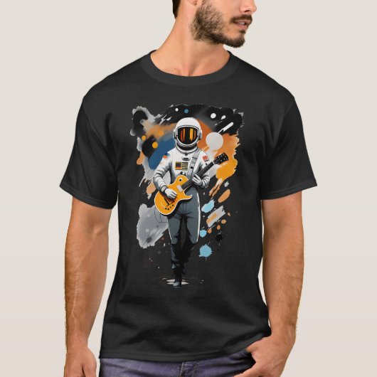 Astronautin mit Gitarre T-Shirt (Vorderseite)