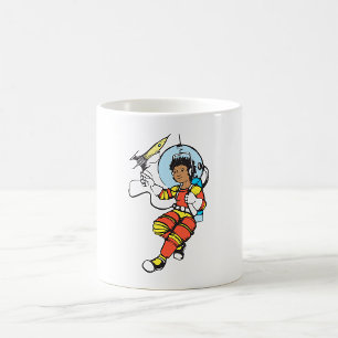 Astronautin mit Raketenblaster Kaffeetasse