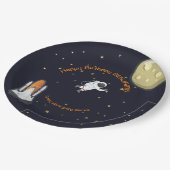 Astronautin Moon Rocket Kids Solar System Spaß Pappteller (Schrägansicht)