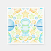 Astronautin niedlich Blue Outer Space Boys Serviette (Vorderseite)