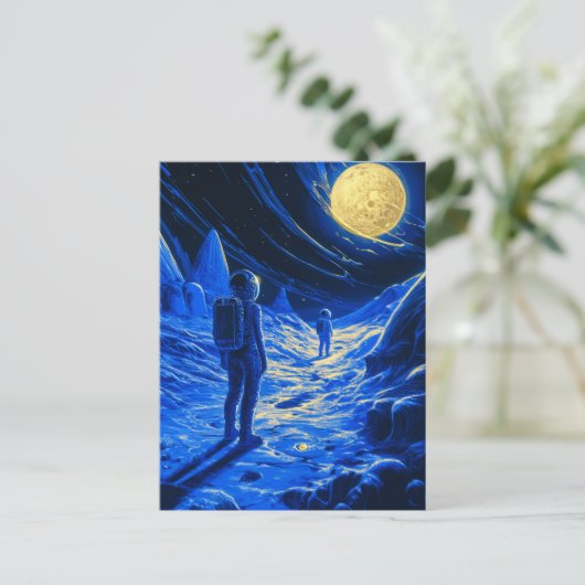 Astronautin Postkarte (Stehend Vorderseite)