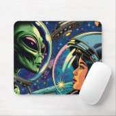 Astronautin trifft extraterrestrische Alien Mousepad (Mit Mouse)