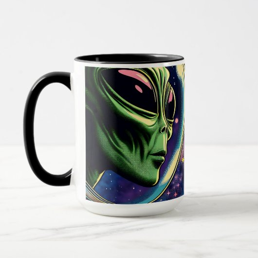 Astronautin trifft extraterrestrische Alien Tasse (Links)