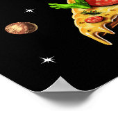 Astronautin und Alien Reitpizza Poster (Ecke)
