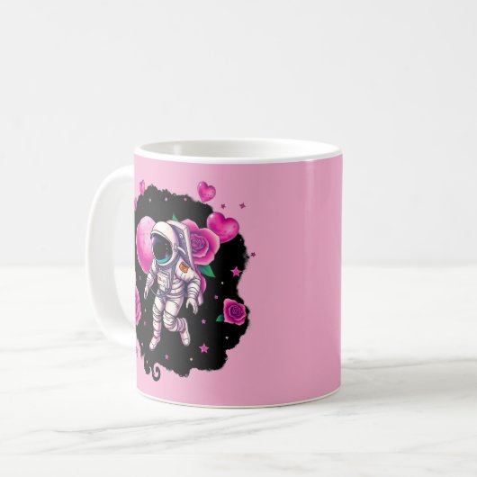 Astronautin Valentine Rose Kaffeetasse (Vorderseite Links)