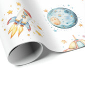 Astronautin Weltraumdenkmal Geburtstag Geschenkpapier (Rolleneckpunkt)