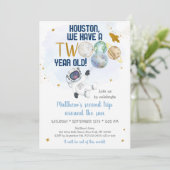 Astronautin zweite Reise um die Sonne zum Geburtst Einladung (Stehend Vorderseite)