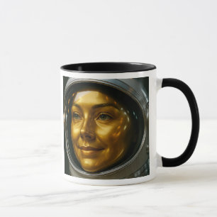 Astronautisches Frauengesicht Tasse