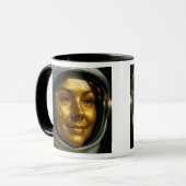 Astronautisches Frauengesicht Tasse (Vorderseite Links)