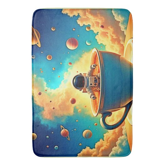 Astronaut's Coffee Cosmos Journey Badematte (Vorderseite Vertikal)