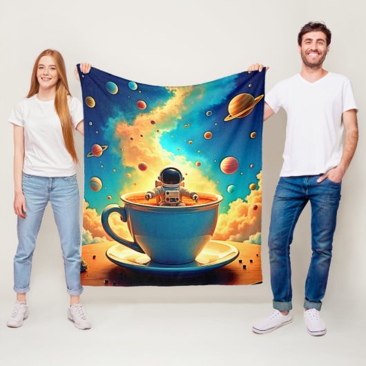 Astronaut's Coffee Cosmos Journey Fleecedecke (Beispiel)