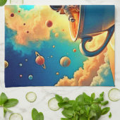 Astronaut's Coffee Cosmos Journey Geschirrtuch (Gefaltet)