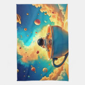 Astronaut's Coffee Cosmos Journey Geschirrtuch (Vertikal)