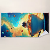 Astronaut's Coffee Cosmos Journey Strandtuch (Vorderseite)
