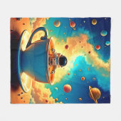 Astronauts Kaffee-Kosmos-Reise Fleecedecke (Vorderseite (Horizontal))