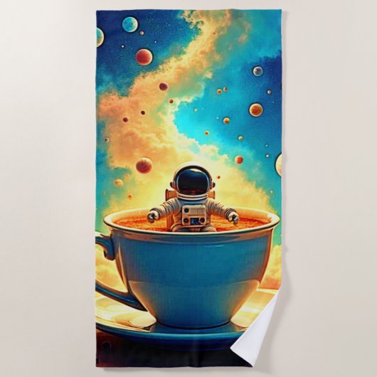 Astronauts Kaffee-Kosmos-Reise Strandtuch (Vorderseite)