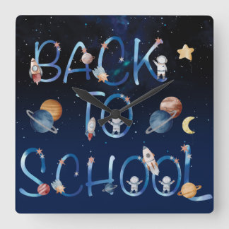Astronauts Planets Space,back to school Quadratische Wanduhr
