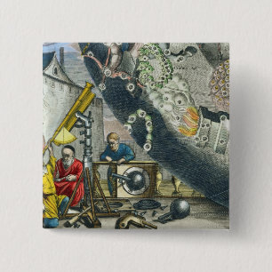 Astronomen, die durch ein Teleskop, Detail Franc Button