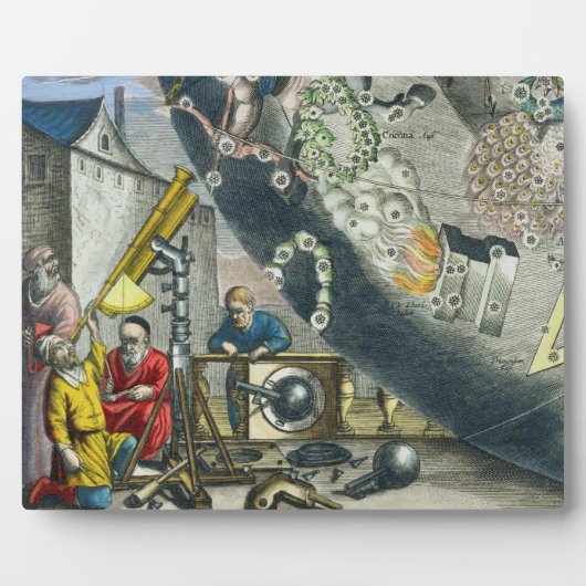 Astronomen, die durch ein Teleskop schauen, Detail Fotoplatte (Vorderseite)