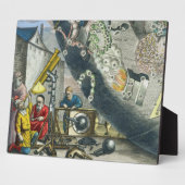 Astronomen, die durch ein Teleskop schauen, Detail Fotoplatte (Seite)