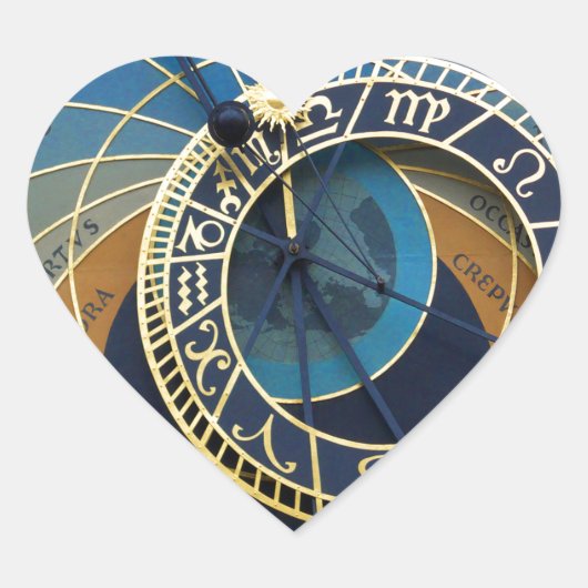 Astronomical Clock-Prag Orloj Herz-Aufkleber (Vorderseite)