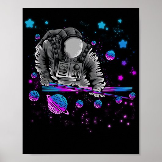 Astronomie Galaxy Billiard Player Astronautenpool Poster (Vorne)