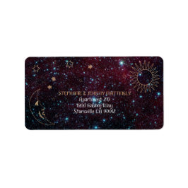 Astronomie Galaxy Sun Moon Stars Glitzer Adresse Adressaufkleber