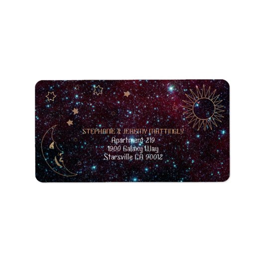 Astronomie Galaxy Sun Moon Stars Glitzer Adresse Adressaufkleber (Vorne)