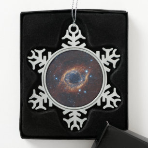 Astronomie-Helix-Nebel Schneeflocken Zinn-Ornament