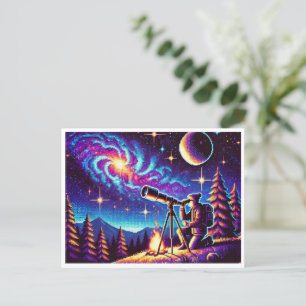 Astronomie Tag Stargazing Pixel Art Postcard Feiertagspostkarte