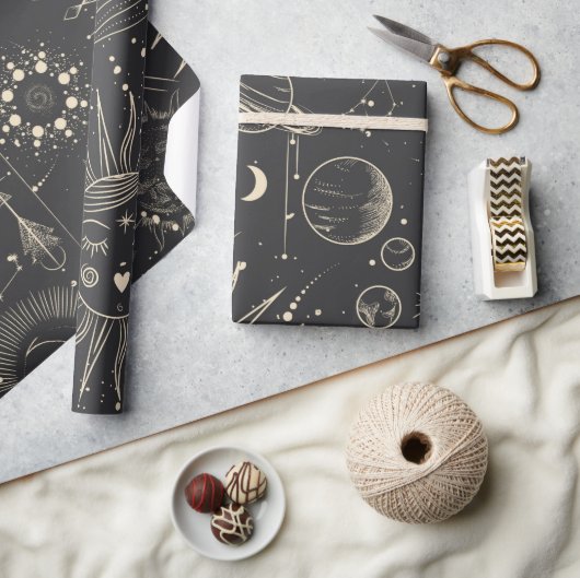 Astronomiemuster Geschenkpapier (Kunsthandwerk)