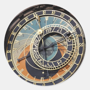 Astronomische Uhr in Prag  Runder Aufkleber
